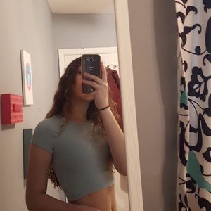 light blue crop top from garage